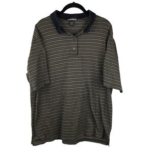 Arnold Palmer Casual Mens Striped Polo Shirt Size XL 100% Cotton Brown